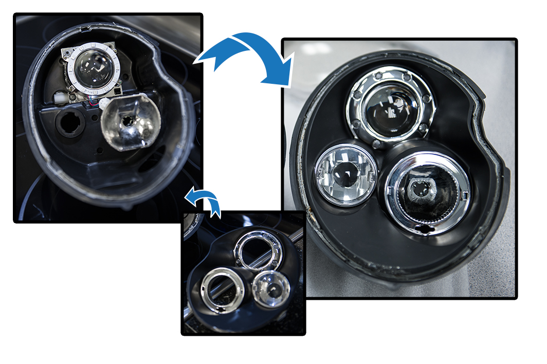 how to install halo headlights LED angel eye headlights - second layer