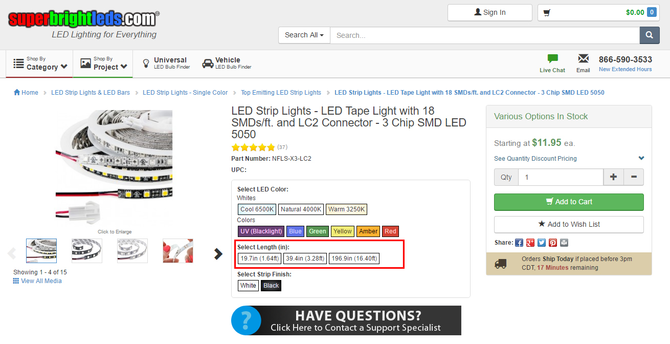 LED strip lighting - strip length