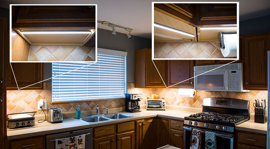 aluminum LED profiles under cabinets