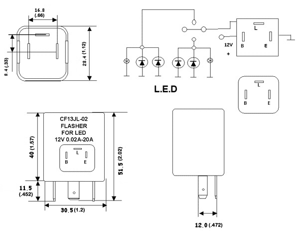 CF13JL-02 LED Bulb Electronic Flasher | Car Bulb ... 4 prong flasher wiring diagram 