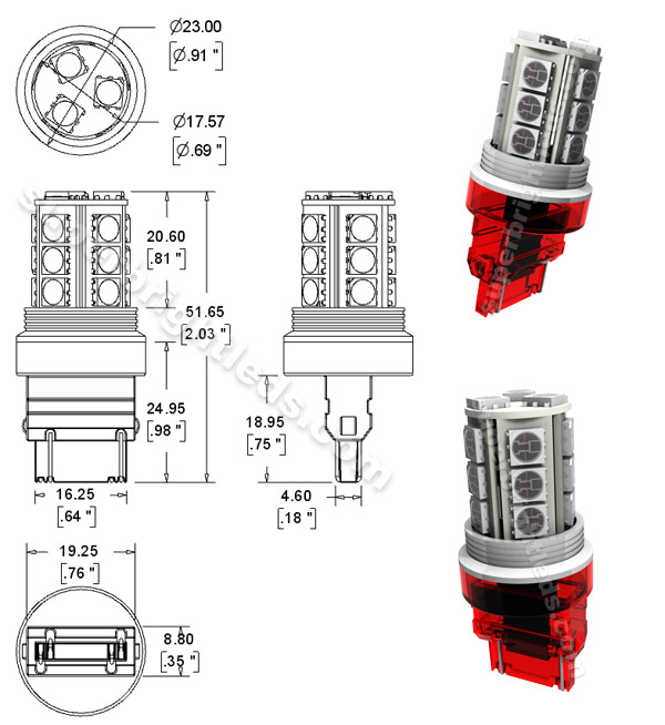 3157 LED Bulb - Dual Intensity 18 SMD LED Tower | LED Brake Light, Turn ...