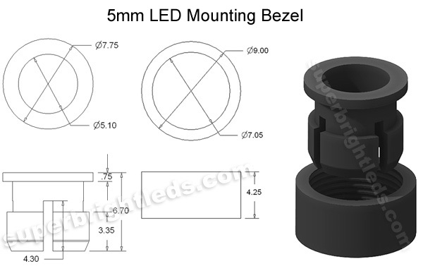 10,Metal 5mm LED Mount Bezel Holder Cap for R G B Y Ws