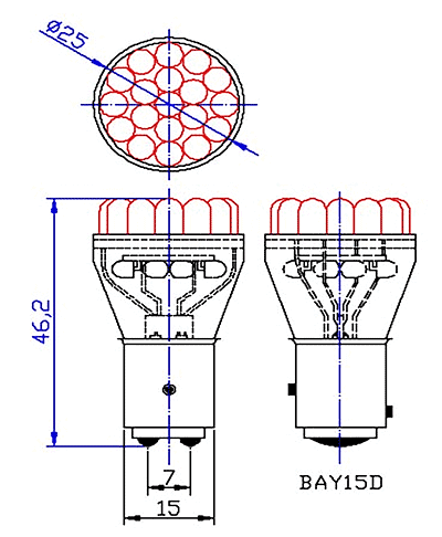 Motorcycle Tail/Brake & License Plate Lamp Dimensions