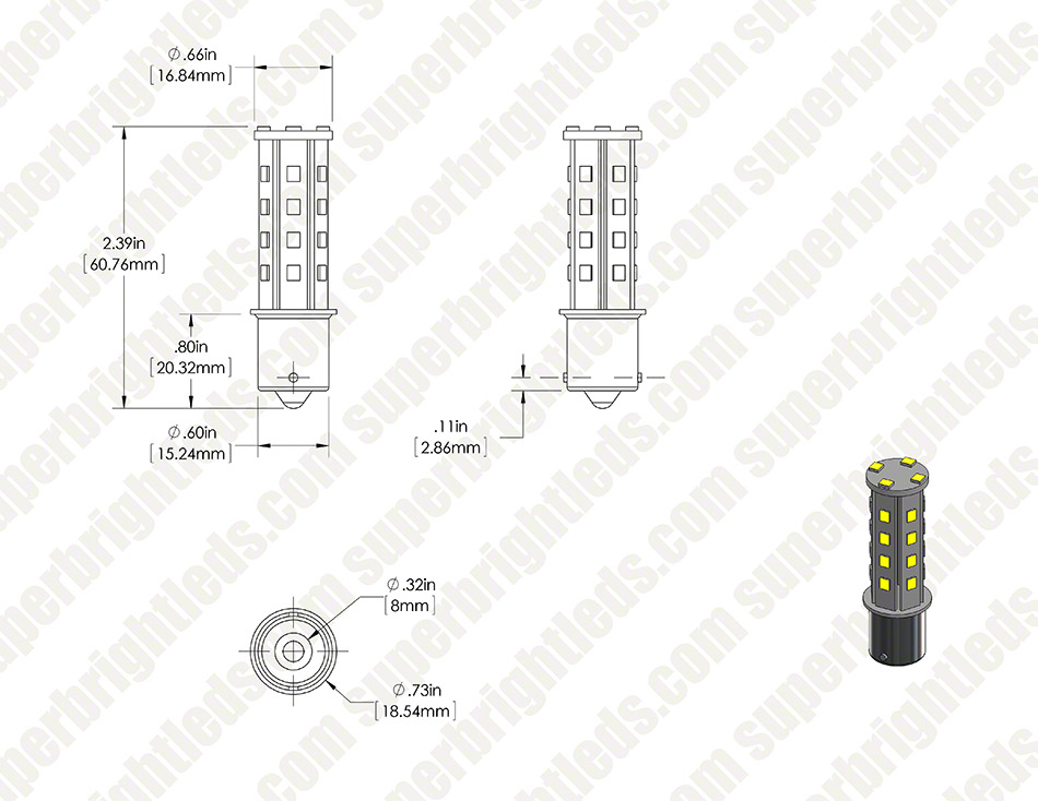1156 LED Bulb - 28 SMD LED - BA15S Retrofit