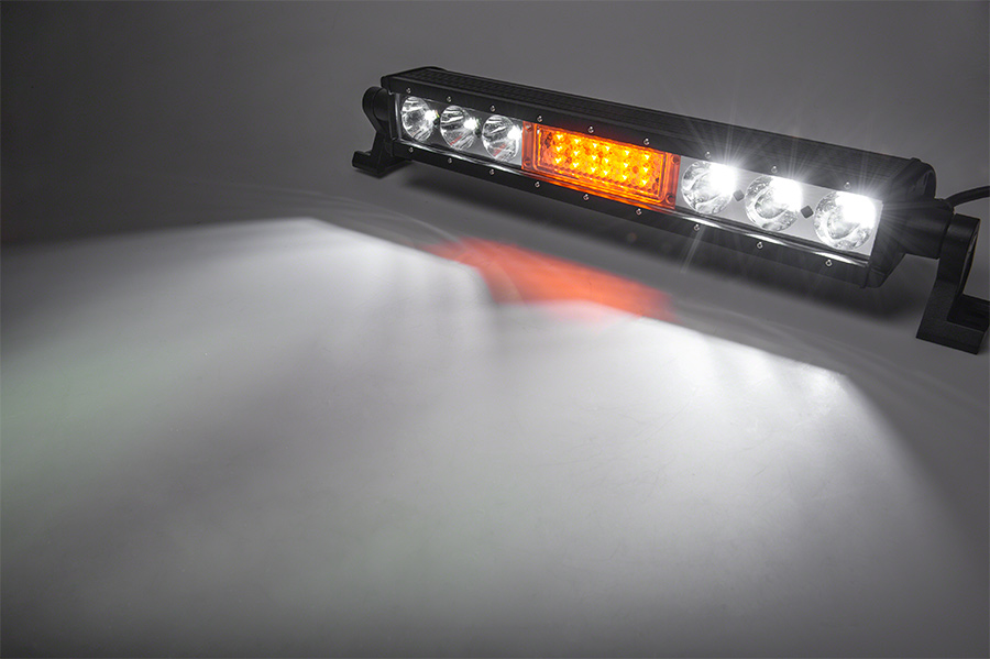 18" OffRoad LED Light Bar w/ Integrated Amber LED Strobe Light Head BuiltIn Controller 60W