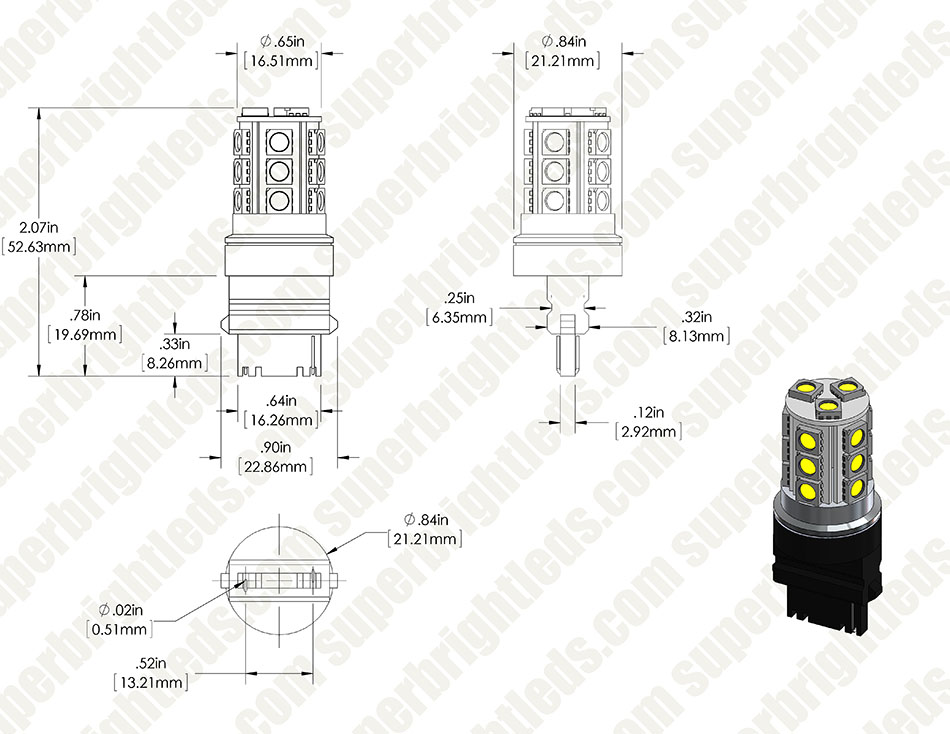 3156 LED Bulb - 18 SMD LED Tower - Wedge Retrofit