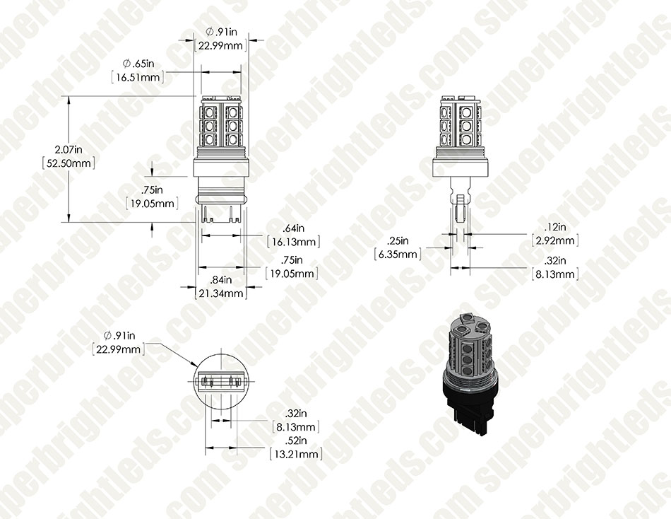 3157 LED Bulb - Dual Function 18 SMD LED Tower - Wedge Retrofit