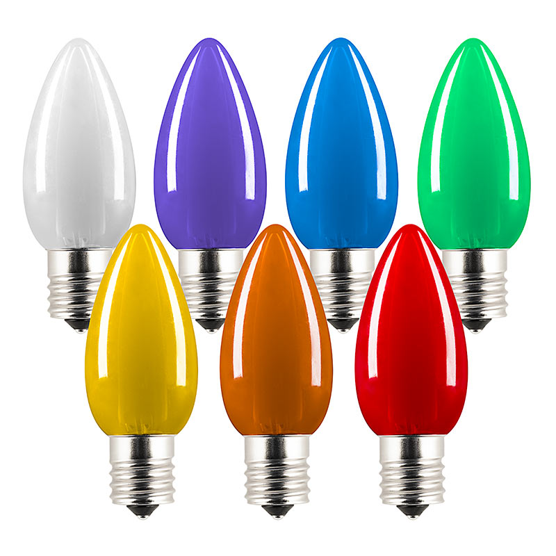 Box of 25 Orange Amber C9 LED Christmas Light Bulbs C9 Faceted LED Bulb Dimmable