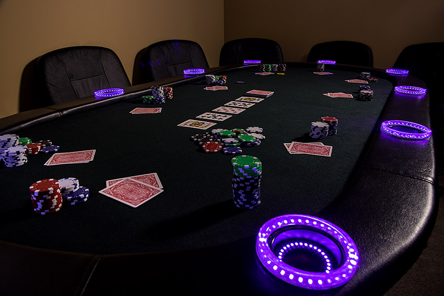 Led light strips poker table cover