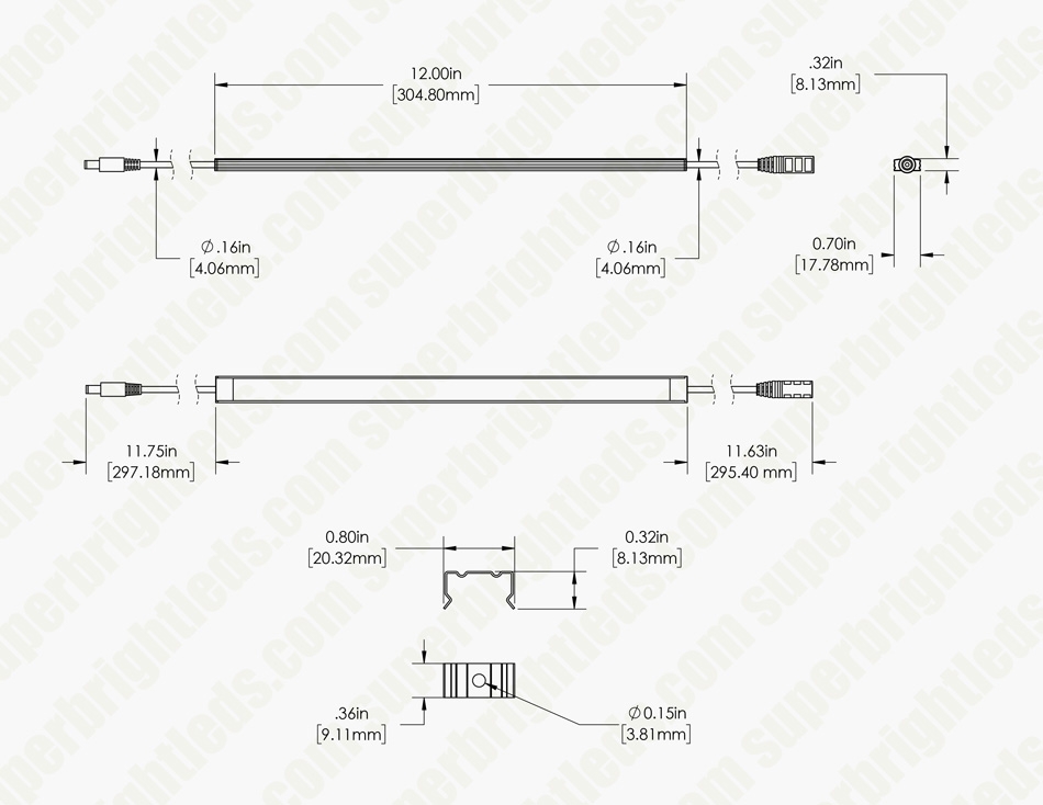 Aluminum LED Light Bar Fixture - Low Profile Surface Mount - 500 lm/ft. - 3000K/4000K/5000K