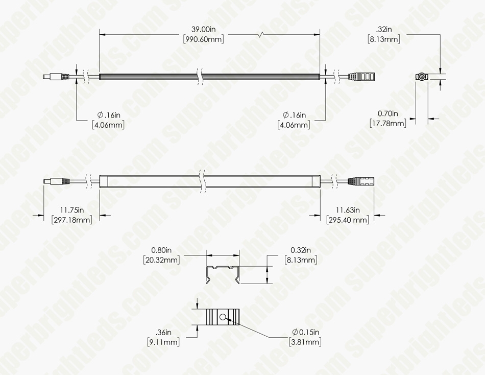 Aluminum LED Light Bar Fixture - Low Profile Surface Mount - 500 lm/ft. - 3000K/4000K/5000K