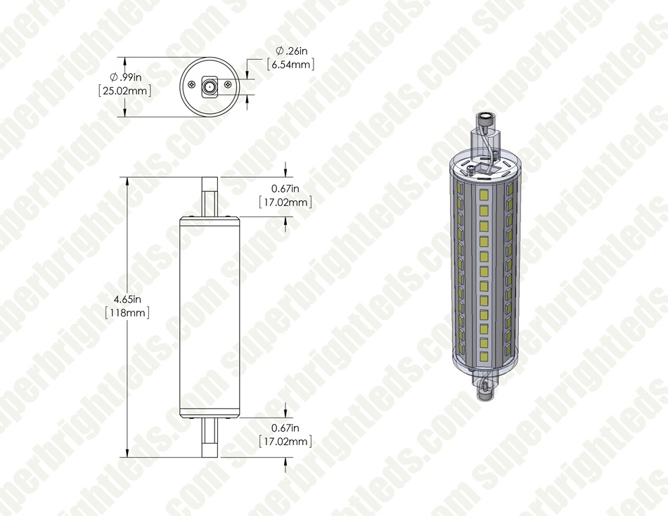 8W T3 LED Light Bulb - 700 Lumens - 50W Halogen Equivalent - R7S (RSC) Base - 118mm - 4000K/2700K