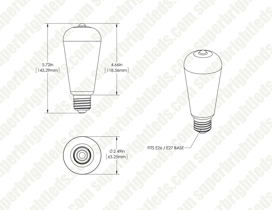 ST26/ST64 LED Filament Bulb - 60 Watt Equivalent LED Vintage Light Bulb - Dimmable - 650 Lumens