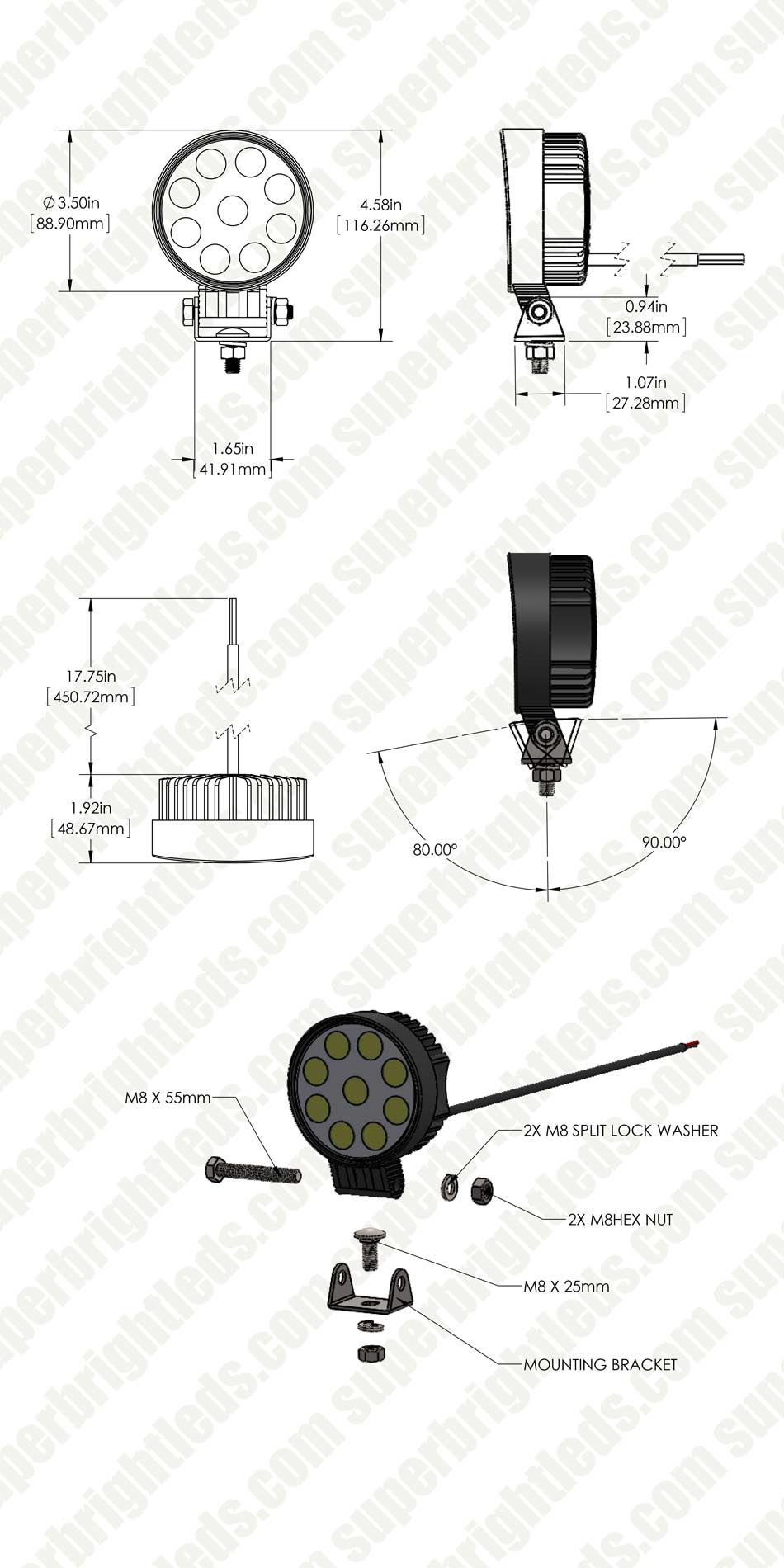 LED Light Pods - 4&quot; Round Mini LED Work Lights - 22W - 1,600 Lumens - 2 Pack