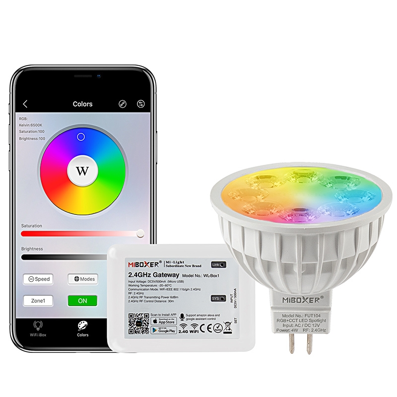 MiBoxer Wi-Fi Smart LED Bulb - RGB+Tunable White - 4-Watt (40-Watt Equivalent) - 280 Lumens - Smartphone Compatible | Super Bright LEDs