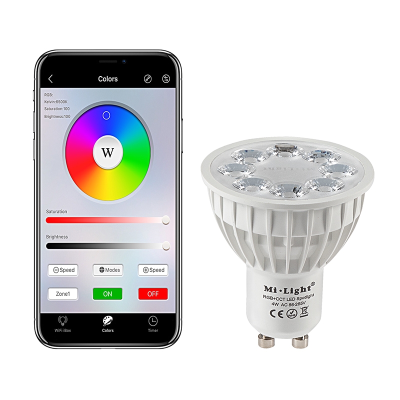 GU10 MiLight Wi-Fi Smart LED Bulb - RGB+Tunable White - 4-Watt (40-Watt