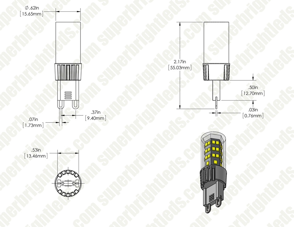 G9 LED Bulb - 60 Watt Equivalent - Bi-Pin LED Bulb - 600 Lumens