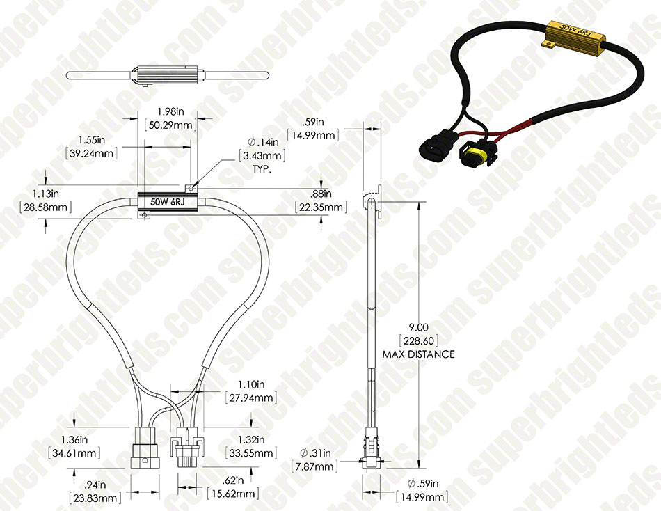 Motorcycle Headlight Load Resistor - H11 LED Headlight Bulbs