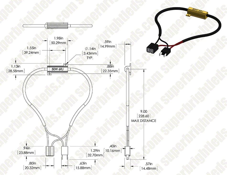 Motorcycle Headlight Load Resistor - H7 LED Headlight Bulbs