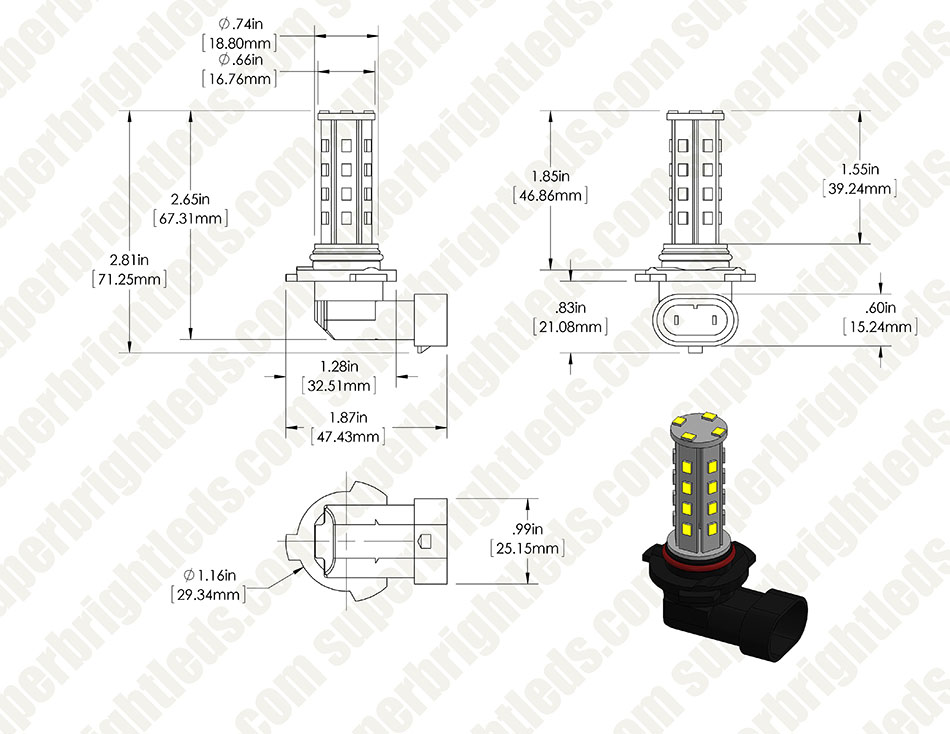 HB3 LED Bulb - 28 SMD LED Daytime Running Light - LED Tower
