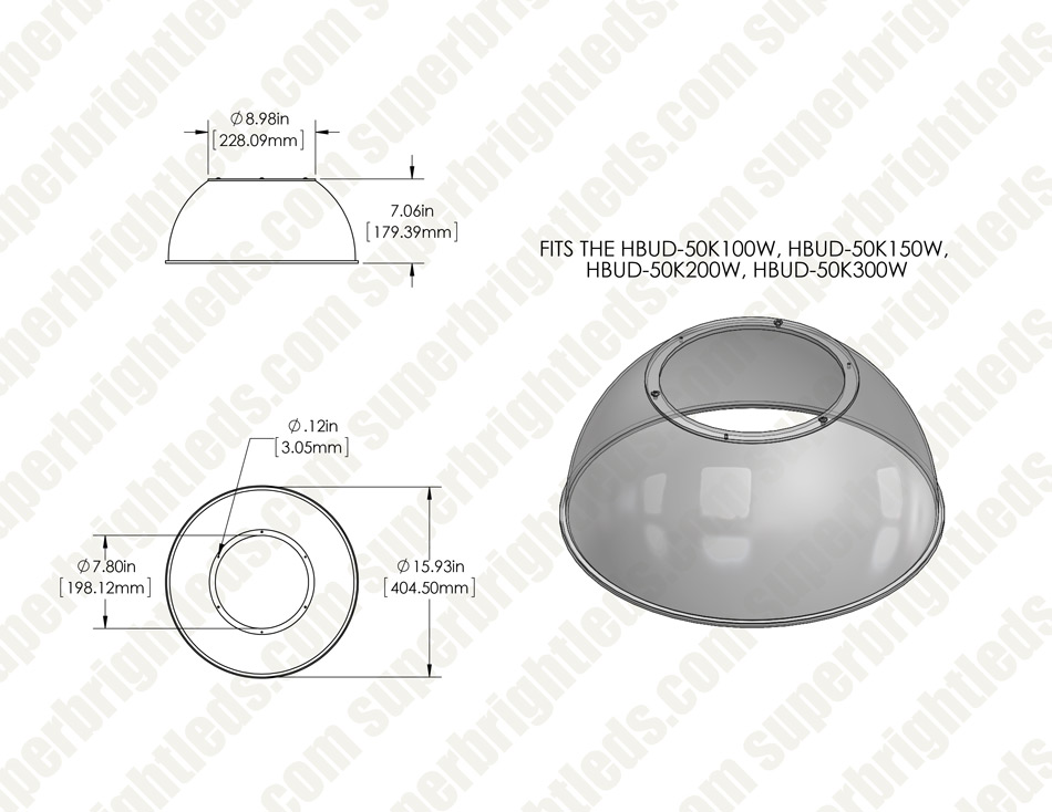 Reflector for 100W, 150W, 200W, and 300W UFO LED High-Bay Lights