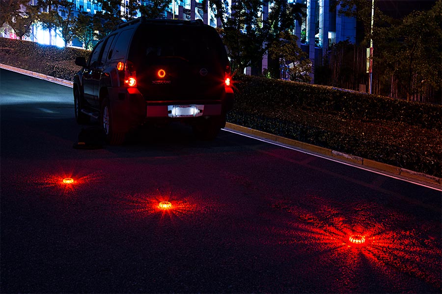 Rechargeable LED Road Flares - Flashing Roadside Safety and Emergency ...