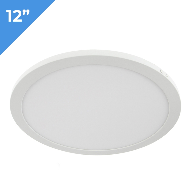 Dimmable White Trim & Satin Nickel Trim 12“ Slim Flush Mount LED Ceiling Light 1800 Lumen 100W Equivalent 3000K Warm White 24W