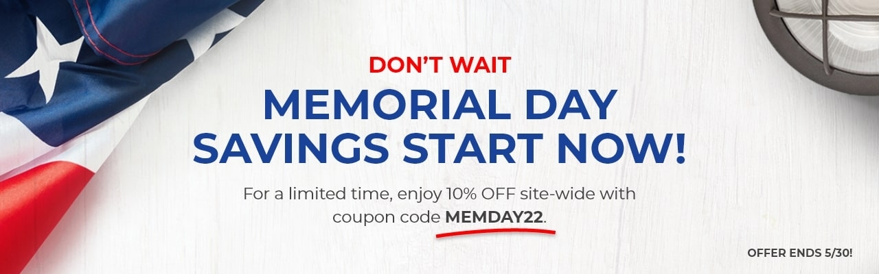 Memorial Day 2022 Promo Banner - 10% Off With Code MEMDAY22