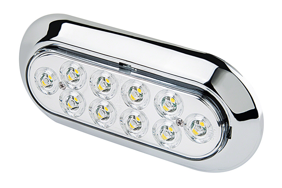 2x 6" Oval 10 LED Trailer Backup Lights – Flush Mount White Reverse Lamps – IP67 Waterproof, 12V/24V Universal
