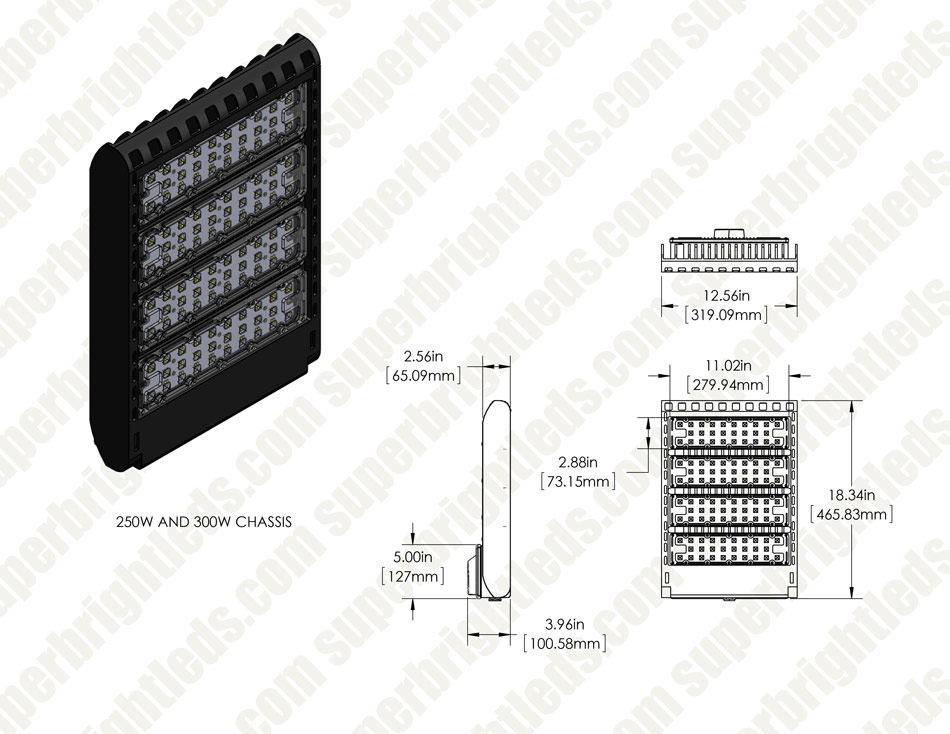 LED Parking Lot Light - 300W (1,000W MH Equivalent) LED Shoebox Area Light - 5000K - 39,000 Lumens