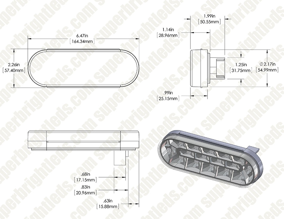 Oval LED Truck Lights and Trailer Lights w/ Clear Lens - 6