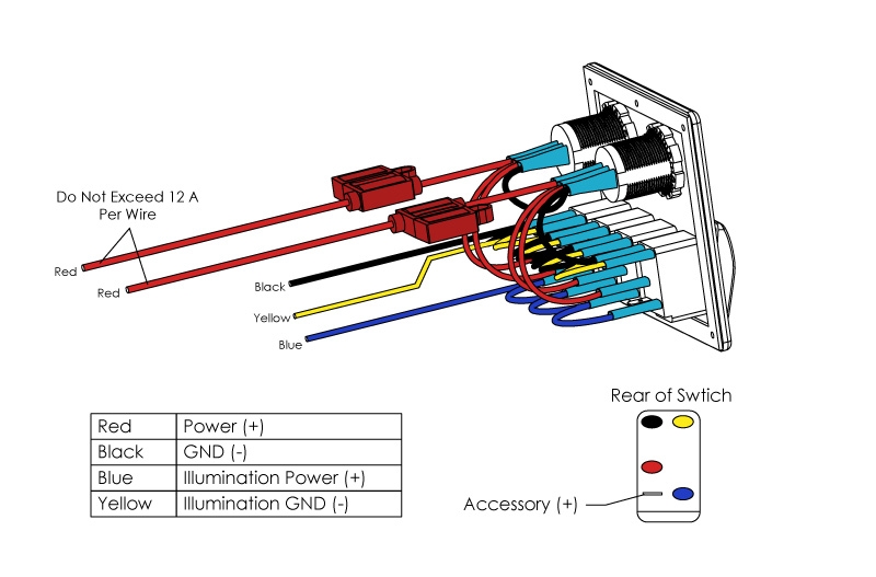 Led Rocker Switch Panel With 12v Accessory Plug Adapter