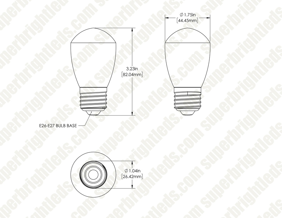 S14 LED Light Bulb - Single Color LED Filament Bulb - 15W Equivalent - 60 Lumens