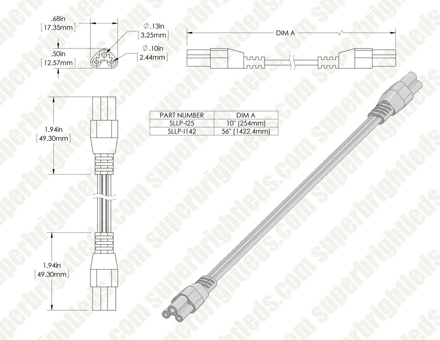 Interconnect Cable for 4' Linkable LED Shop Light/Garage Lights - 9.5&quot;