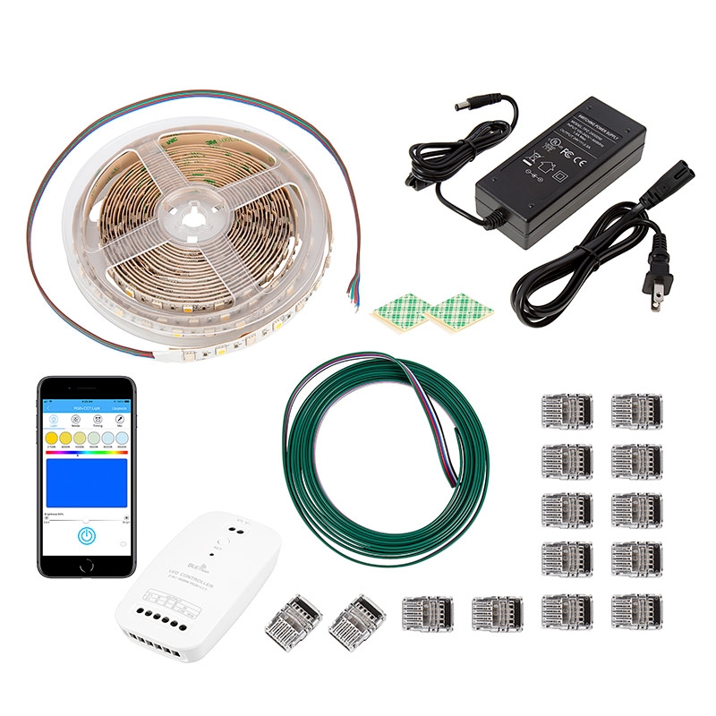 RGBW LED Strip Kit Color Changing + White LED Tape Light 5m