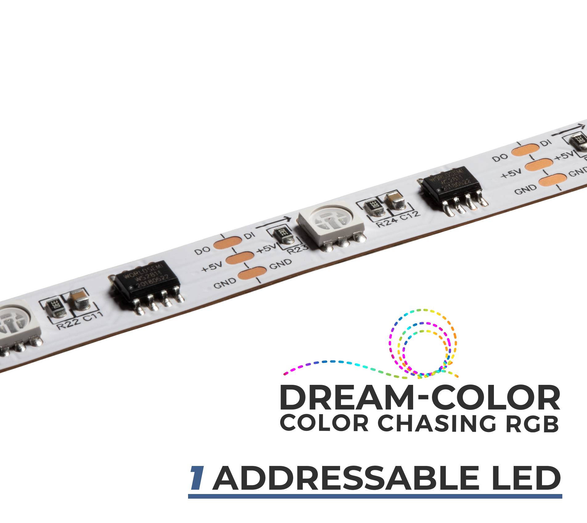 5M 12V WS2811 5V WS2812B Dream Color RGB Strip Light  IC Individual Addressabl