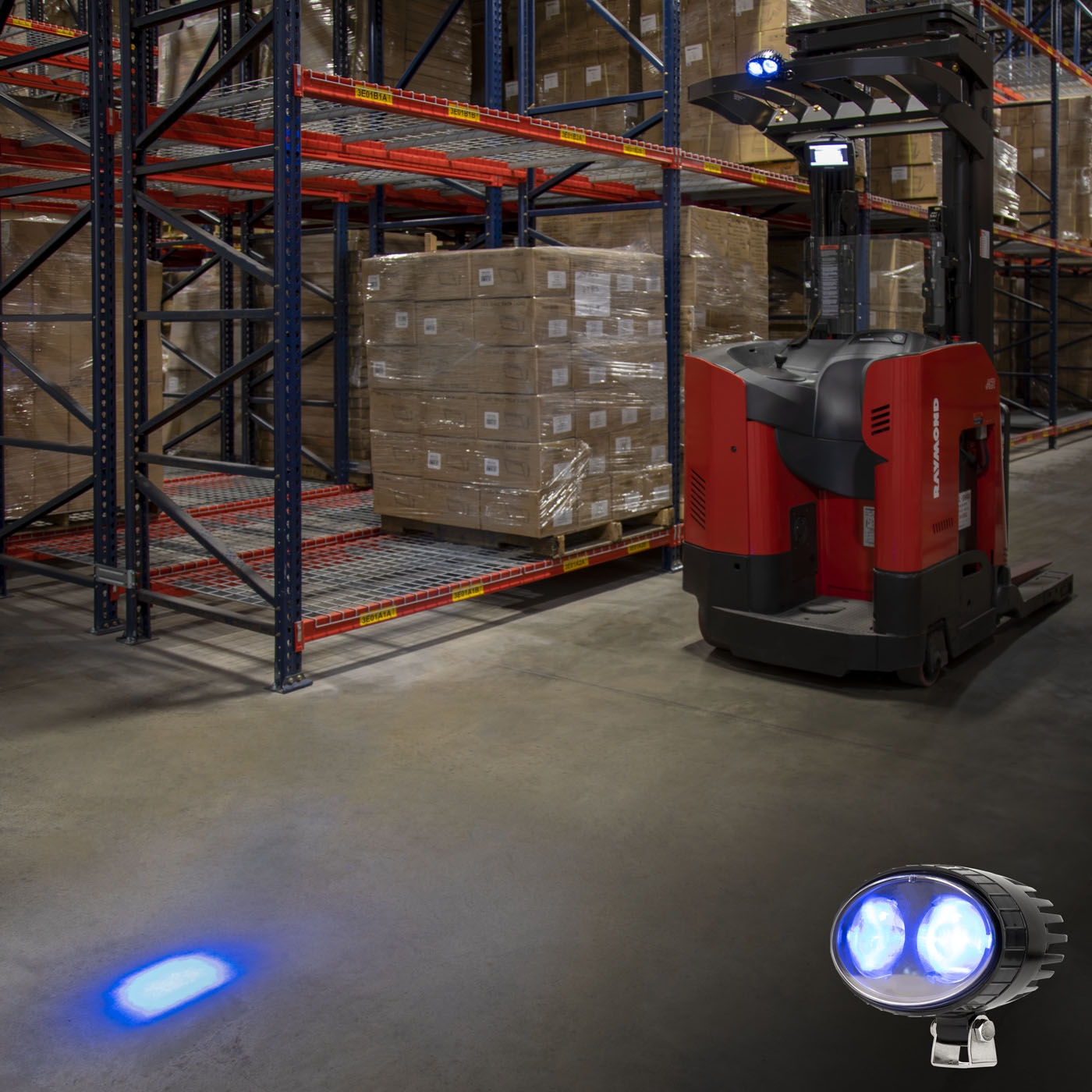 Forklift Blue Light Led Safety Light With 2° Square Beam Pattern
