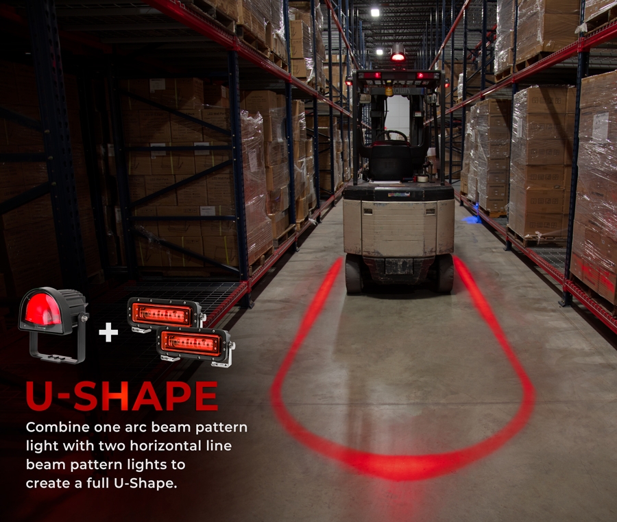 Led Forklift Safety Warning Light With Arc Beam Pattern Super Bright Leds