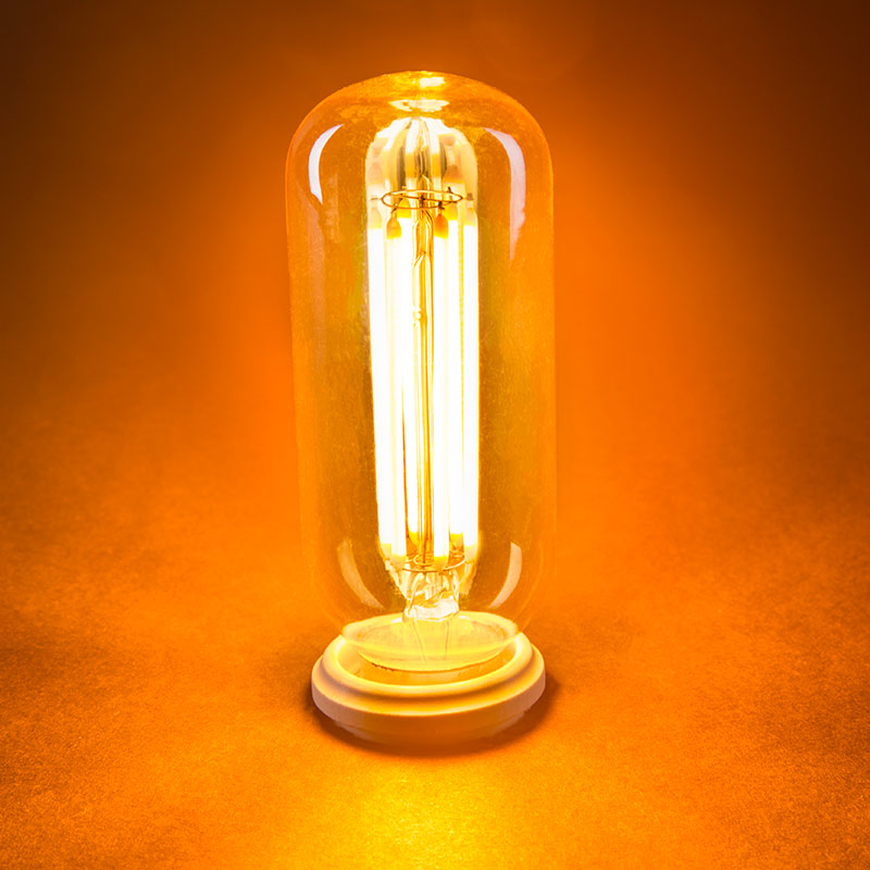 T14 LED Filament Bulb 60W Equivalent Vintage Light Bulb w/ Gold Tint Radio Style Dimmable