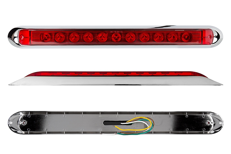 2pcs 17" Red 12LED Truck Trailer Stop Tail Turn Brake Light Bar Sealed Chrome