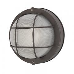 Round 8" Integrated LED Bulkhead Light - Bronze Indoor / Outdoor Wall Sconce - 780 Lumens - 3000K
