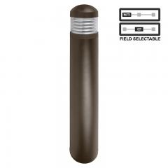 Round Top LED Bollard with Louvers - Selectable Wattage and CCT - Bronze Finish - 12W / 16W / 22W - 3000K / 4000K / 5000K