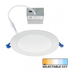 6" Ultra-Thin LED Recessed Downlight - Canless - Selectable CCT - Dimmable  - 2700K / 3000K / 3500K / 4000K / 5000K