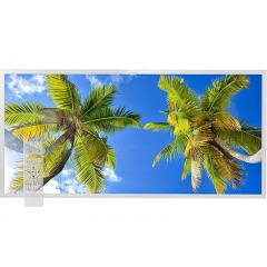Tunable White LED Skylight w/ Palm Trees Skylens® Diffuser - 2x4 Dimmable LED Panel Light - Drop Ceiling