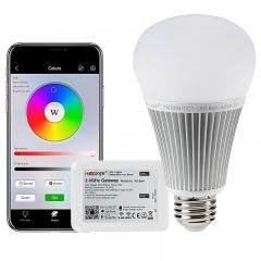9W A19 MiBoxer WiFi Smart LED Light Bulb - RGB+Tunable White - Smartphone Compatible - 60W Equivalent - 850 Lumens - With WIFI Hub