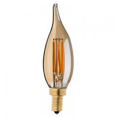 CA10 LED Filament Bulb - 40W Equivalent Candelabra LED Bulb w/ Gold Tint - Dimmable - 250 Lumens
