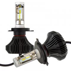 H4 LED Fanless Headlight/Fog Light Conversion Kit with Compact Heat Sink - 4,000 Lumens/Set