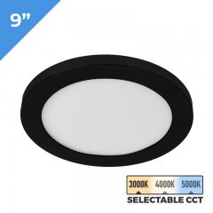 9” Selectable White LED Downlight w/ Black Trim - 18W Flush Mount Ceiling Light - 1,440 Lumens - 100 Watt Equivalent - Dimmable