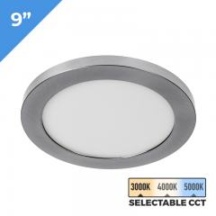 9” Selectable White LED Downlight w/ Satin Nickel Trim - 18W Flush Mount Ceiling Light - 1,440 Lumens - 100 Watt Equivalent - Dimmable