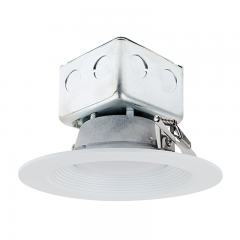 6&quot; Recessed LED Downlight w/ Built-In Junction Box and Baffle Trim - 60 Watt Equivalent - Dimmable - 650 Lumens